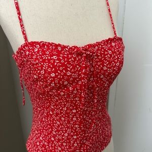 ❌SOLD❌ ZARA Red Floral Bustier Top